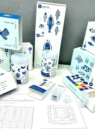 Custom printed OEM packaging samples for aquarium equipment