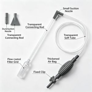 Manual Aquarium Siphon Water Changer 1.7M complete set exploded diagram, parts labeling
