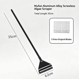 Aquarium Algae Scraper 35cm dimension diagram with 5 replacement blades