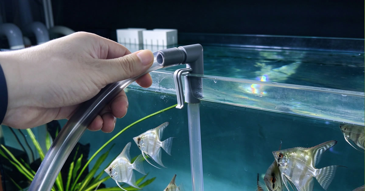 How to clean fish tank gravel: manual aquarium water changer with three nozzles